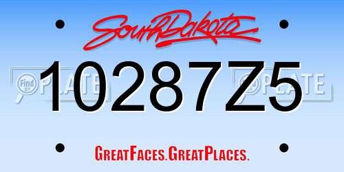 10287Z5 South Dakota License Plate