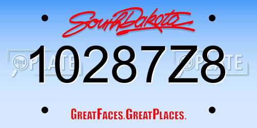 10287Z8 South Dakota License Plate