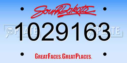 1029163 South Dakota License Plate