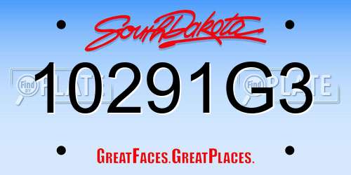 10291G3 South Dakota License Plate
