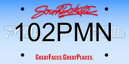 102PMN South Dakota License Plate
