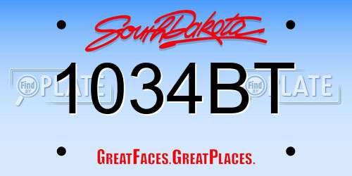 1034BT South Dakota License Plate