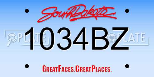 1034BZ South Dakota License Plate