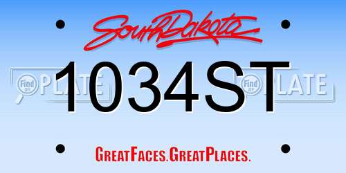 1034ST South Dakota License Plate