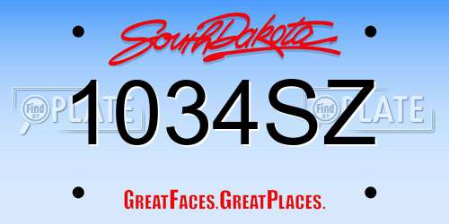 1034SZ South Dakota License Plate