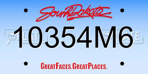 10354M6 South Dakota License Plate
