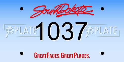 1037 South Dakota License Plate