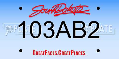 103AB2 South Dakota License Plate