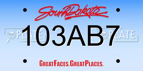 103AB7 South Dakota License Plate