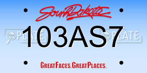 103AS7 South Dakota License Plate