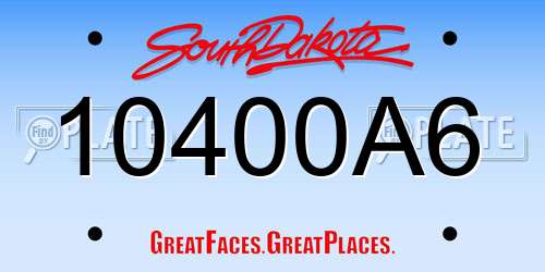 10400A6 South Dakota License Plate