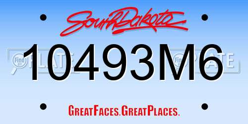10493M6 South Dakota License Plate
