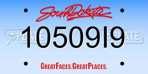 10509I9 South Dakota License Plate