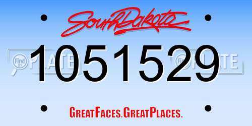 1051529 South Dakota License Plate