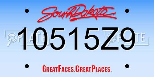 10515Z9 South Dakota License Plate