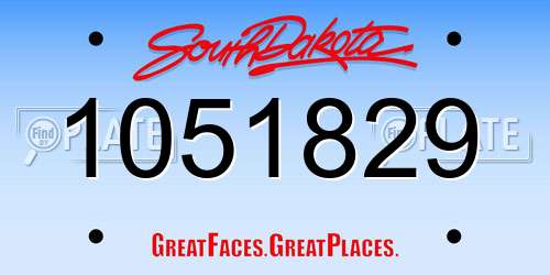 1051829 South Dakota License Plate