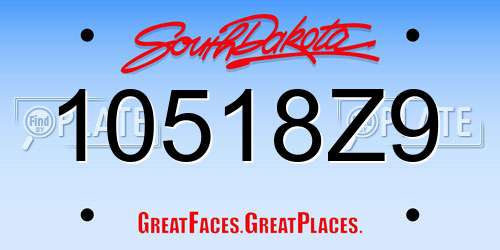 10518Z9 South Dakota License Plate