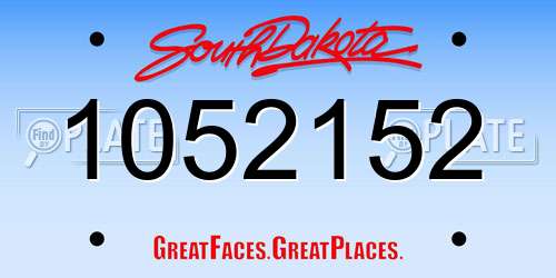1052152 South Dakota License Plate