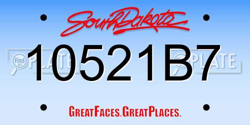 10521B7 South Dakota License Plate