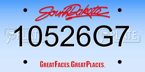 10526G7 South Dakota License Plate