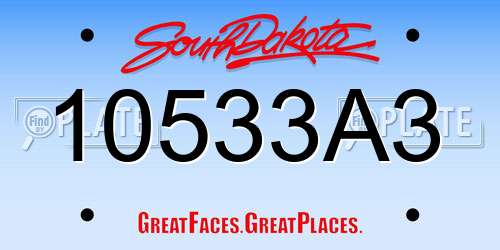 10533A3 South Dakota License Plate