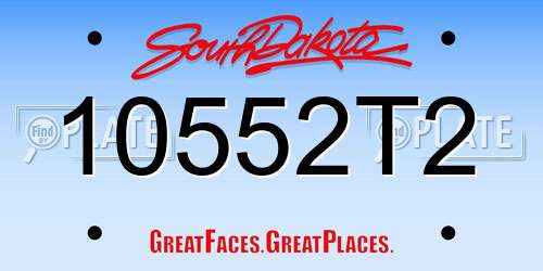 10552T2 South Dakota License Plate