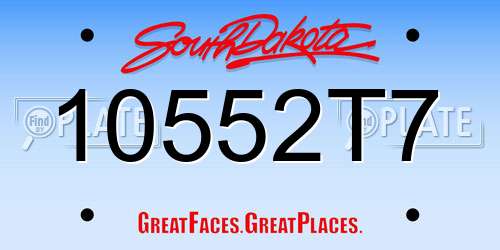 10552T7 South Dakota License Plate