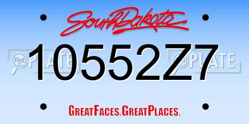 10552Z7 South Dakota License Plate