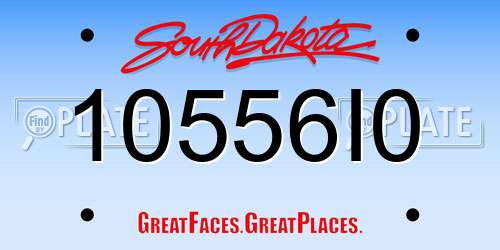 10556I0 South Dakota License Plate