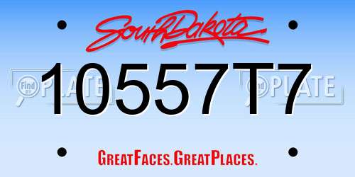 10557T7 South Dakota License Plate