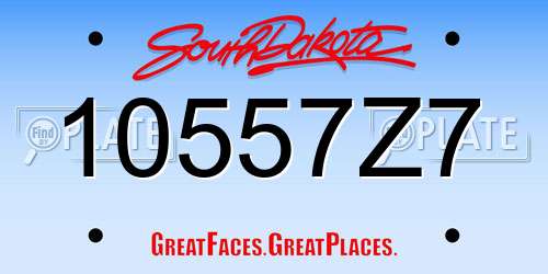 10557Z7 South Dakota License Plate