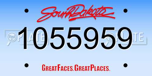 1055959 South Dakota License Plate