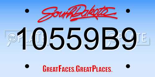 10559B9 South Dakota License Plate