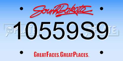 10559S9 South Dakota License Plate
