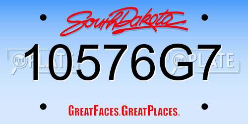 10576G7 South Dakota License Plate
