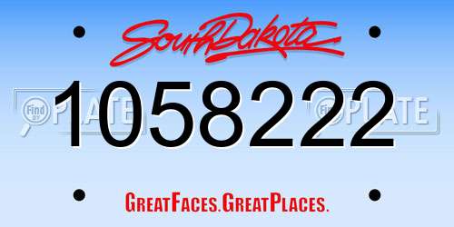 1058222 South Dakota License Plate