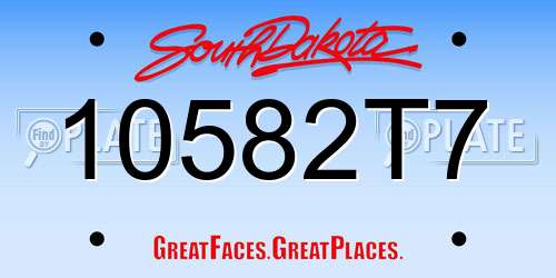 10582T7 South Dakota License Plate