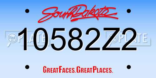 10582Z2 South Dakota License Plate