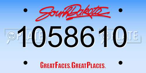1058610 South Dakota License Plate