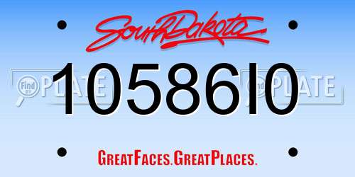 10586I0 South Dakota License Plate