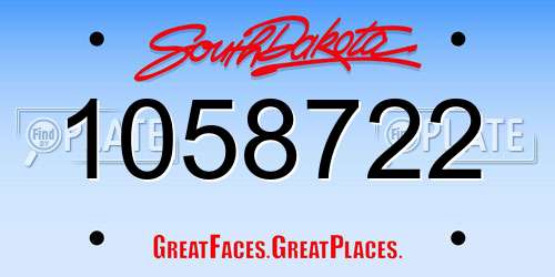 1058722 South Dakota License Plate