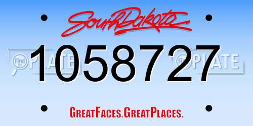 1058727 South Dakota License Plate