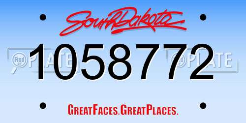 1058772 South Dakota License Plate