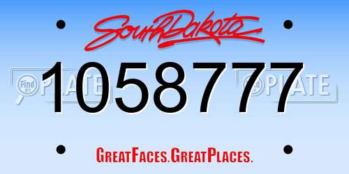1058777 South Dakota License Plate