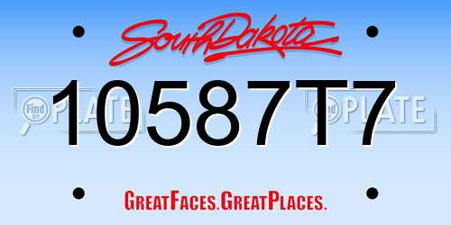 10587T7 South Dakota License Plate