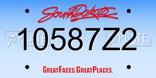 10587Z2 South Dakota License Plate