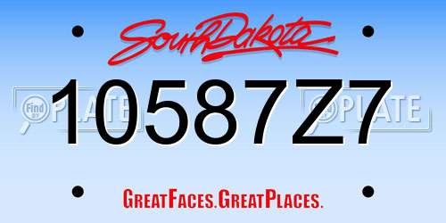 10587Z7 South Dakota License Plate
