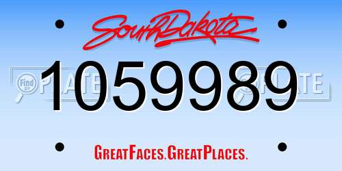 1059989 South Dakota License Plate