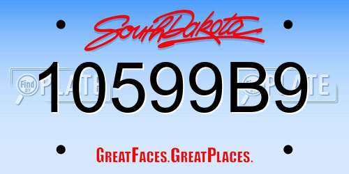 10599B9 South Dakota License Plate