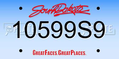 10599S9 South Dakota License Plate
